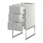 МЕТОД / МАКСИМЕРА Напольн шкаф 3фронт пнл/2низ/2ср ящ - белый, Гревста нержавеющ сталь, 40x60x60 см МЕТОД / МАКСИМЕРА Напольн шкаф 3фронт пнл/2низ/2ср ящ - белый, Гревста нержавеющ сталь, 40x60x60 см