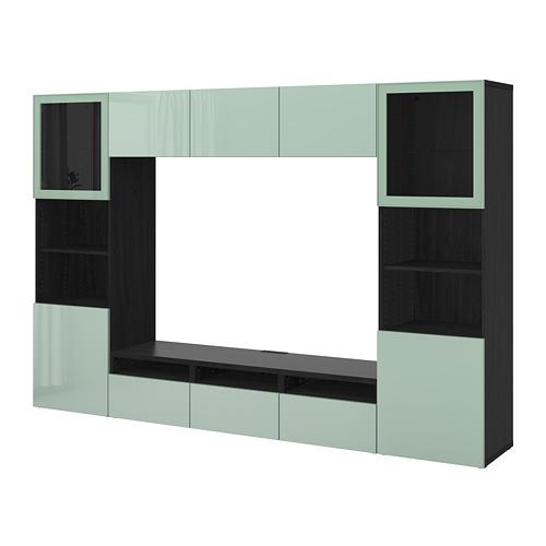 BESTÅ шкаф для ТВ, комбин/стеклян дверцы