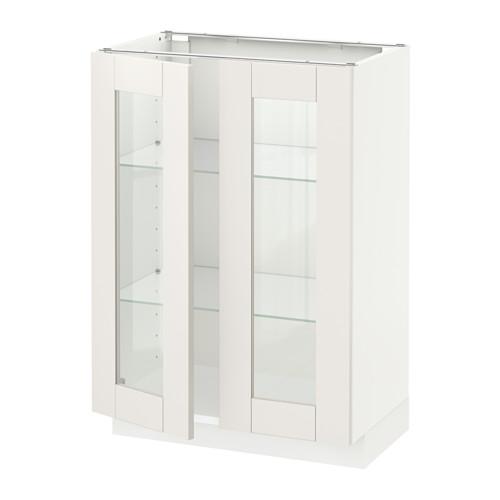 МЕТОД Напольный шкаф с 2 стекл дверцами - белый, 60x37x80 см МЕТОД Напольный шкаф с 2 стекл дверцами - белый, 60x37x80 см