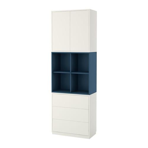 ЭКЕТ Комбинация шкафов с цоколем - белый/темно-синий