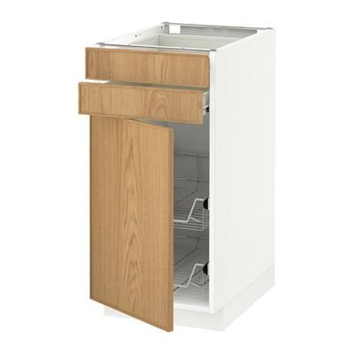 МЕТОД / ФОРВАРА Напольн шкаф/дверца/2ящ/првл крзн - 40x60 см, Экестад дуб, белый