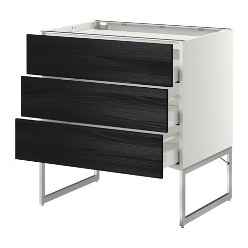 МЕТОД / МАКСИМЕРА Напольн шкаф/3фронт пнл/3ящика - белый, Тингсрид под дерево черный, 80x60x60 см МЕТОД / МАКСИМЕРА Напольн шкаф/3фронт пнл/3ящика - белый, Тингсрид под дерево черный, 80x60x60 см