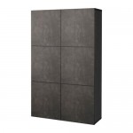 БЕСТО Комбинация для хранения с дверцами - черно-коричневый Кэлльвикен/темно-серый под бетон