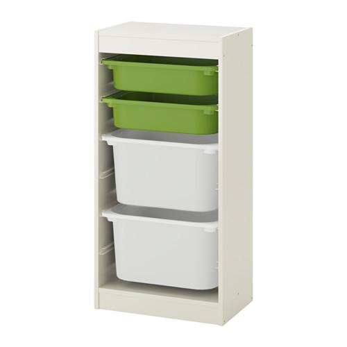 TROFAST комбинация д/хранения+контейнеры белый/зеленый белый