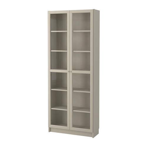 Billy Bookcase With Glass Doors Beige, Billy Bookcase Door Dimensions
