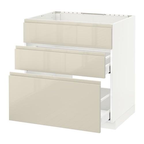 МЕТОД / МАКСИМЕРА Напольн шк п-мойку+3фрнт пнл/2ящ - белый, Воксторп глянцевый светло-бежевый, 80x60 см МЕТОД / МАКСИМЕРА Напольн шк п-мойку+3фрнт пнл/2ящ - белый, Воксторп глянцевый светло-бежевый, 80x60 см