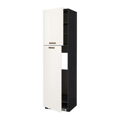 МЕТОД Высокий шкаф д/холодильника/2дверцы - 60x60x220 см, Мэрста белый, под дерево черный