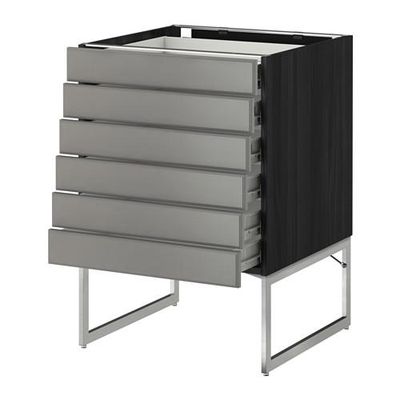 МЕТОД / ФОРВАРА Напольн шкаф 6фронт пнл/6 низ ящ - 60x60x60 см, Будбин серый, под дерево черный МЕТОД / ФОРВАРА Напольн шкаф 6фронт пнл/6 низ ящ - 60x60x60 см, Будбин серый, под дерево черный