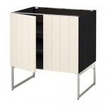 МЕТОД Напол шкаф с полками/2двери - под дерево черный, Хитарп белый с оттенком, 80x60x60 см МЕТОД Напол шкаф с полками/2двери - под дерево черный, Хитарп белый с оттенком, 80x60x60 см