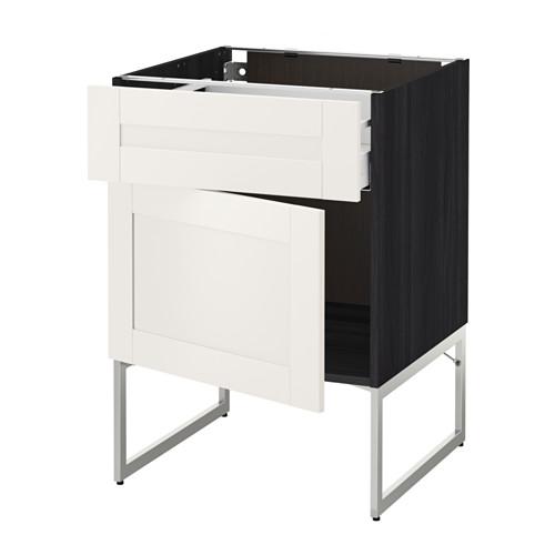 МЕТОД / МАКСИМЕРА Напольный шкаф с ящиком/дверью - под дерево черный, Сэведаль белый, 60x60x60 см МЕТОД / МАКСИМЕРА Напольный шкаф с ящиком/дверью - под дерево черный, Сэведаль белый, 60x60x60 см
