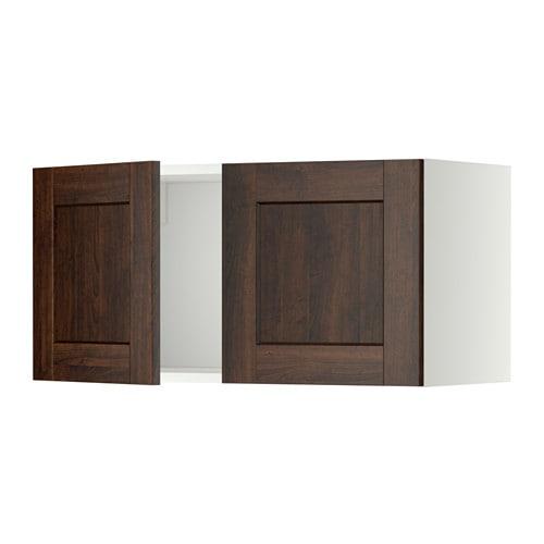 МЕТОД Навесной шкаф с 2 дверями - белый, Эдсерум под дерево коричневый