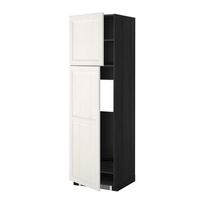 МЕТОД Высокий шкаф д/холодильника/2дверцы - 60x60x200 см, Лаксарби белый, под дерево черный
