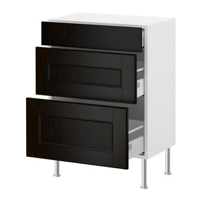 ФАКТУМ Напольный шкаф с 3 ящиками - Рамшё черно-коричневый, 60x37 см