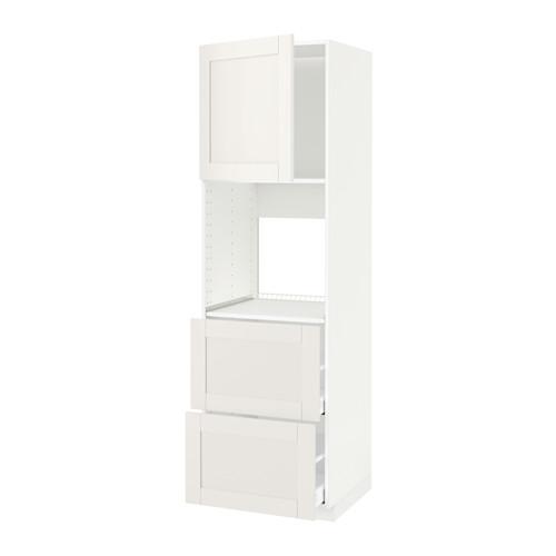 МЕТОД / МАКСИМЕРА Выс шк д/дхвк+двр/2фрнт/2выс ящ - белый, Сэведаль белый, 60x60x200 см