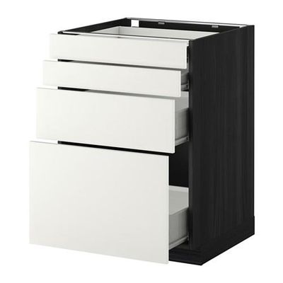 МЕТОД / ФОРВАРА Напольн шкаф 4 фронт панели/4 ящика - 60x60 см, Хэггеби белый, под дерево черный МЕТОД / ФОРВАРА Напольн шкаф 4 фронт панели/4 ящика - 60x60 см, Хэггеби белый, под дерево черный