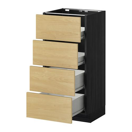 МЕТОД / ФОРВАРА Напольн шкаф 4 фронт панели/4 ящика - под дерево черный, Тингсрид под березу, 40x37 см