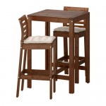 ЭПЛАРО Барный стол и 2 барных стула - Эпларо коричневая морилка/Холло бежевый
