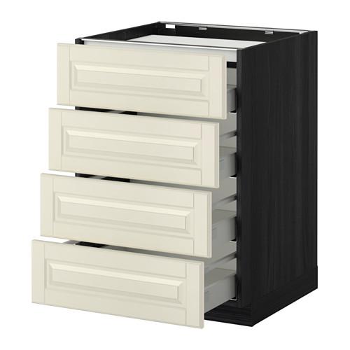 МЕТОД / МАКСИМЕРА Напольн шкаф/4фронт пнл/4ящика - под дерево черный, Будбин белый с оттенком, 60x60 см МЕТОД / МАКСИМЕРА Напольн шкаф/4фронт пнл/4ящика - под дерево черный, Будбин белый с оттенком, 60x60 см