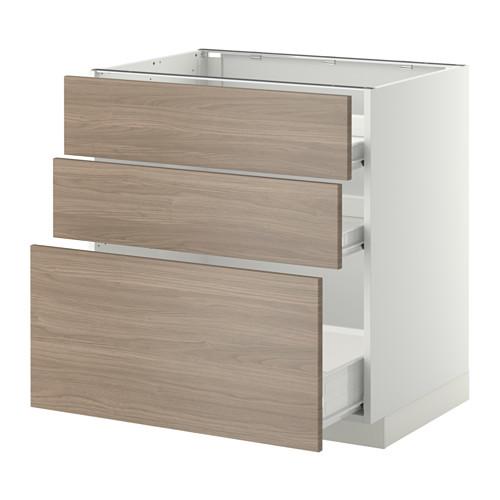 МЕТОД / ФОРВАРА Напольн шкаф 3фрнт пнл/2низк/1ср ящ - белый, Брокхульт под грецкий орех светло-серый, 80x60 см МЕТОД / ФОРВАРА Напольн шкаф 3фрнт пнл/2низк/1ср ящ - белый, Брокхульт под грецкий орех светло-серый, 80x60 см
