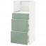 МЕТОД / ФОРВАРА Высокий шкаф д/СВЧ с 3 ящиками - белый, Калларп глянцевый светло-зеленый
