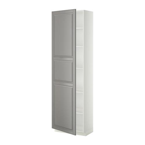 МЕТОД Высок шкаф с полками - белый, Будбин серый, 60x37x200 см