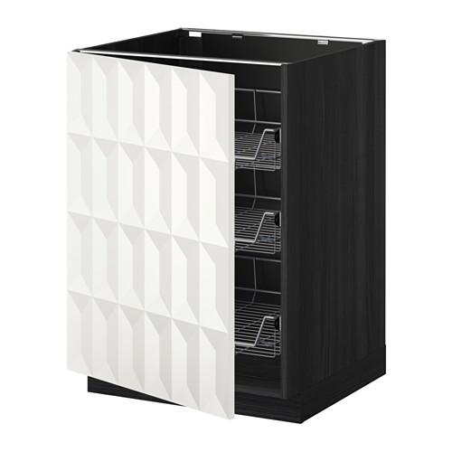 МЕТОД Напольный шкаф с проволочн ящиками - под дерево черный, Гэррестад белый, 60x60 см МЕТОД Напольный шкаф с проволочн ящиками - под дерево черный, Гэррестад белый, 60x60 см