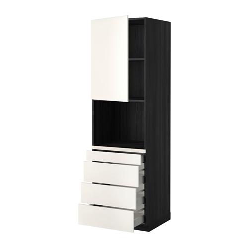 МЕТОД / МАКСИМЕРА Высокий шкаф д/комбинир СВЧ/4 ящика - под дерево черный, Веддинге белый, 60x60x200 см МЕТОД / МАКСИМЕРА Высокий шкаф д/комбинир СВЧ/4 ящика - под дерево черный, Веддинге белый, 60x60x200 см