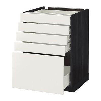 МЕТОД / ФОРВАРА Напольный шкаф с 5 ящиками - 60x60 см, Веддинге белый, под дерево черный МЕТОД / ФОРВАРА Напольный шкаф с 5 ящиками - 60x60 см, Веддинге белый, под дерево черный