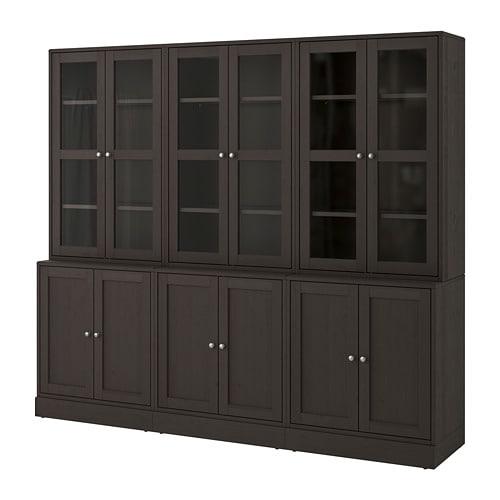 ХАВСТА Комбинация для хранения с сткл двр - темно-коричневый