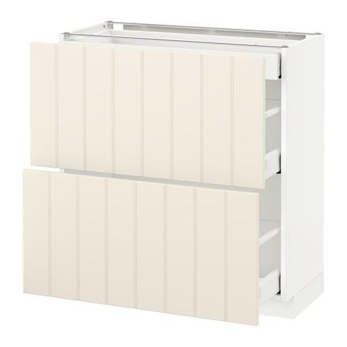 МЕТОД / МАКСИМЕРА Напольный шкаф/2фасада/3ящика - белый, Хитарп белый с оттенком, 80x37 см