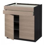 МЕТОД / ФОРВАРА Напольный шкаф/2дверцы/2ящика - Брокхульт под грецкий орех светло-серый, под дерево черный МЕТОД / ФОРВАРА Напольный шкаф/2дверцы/2ящика - Брокхульт под грецкий орех светло-серый, под дерево черный