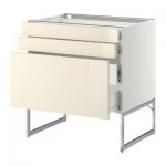 МЕТОД / ФОРВАРА Напольн шкаф 3фронт пнл/2низ/2ср ящ - 80x60x60 см, Рингульт глянцевый кремовый, белый МЕТОД / ФОРВАРА Напольн шкаф 3фронт пнл/2низ/2ср ящ - 80x60x60 см, Рингульт глянцевый кремовый, белый
