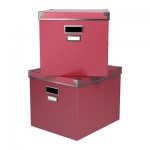 КАССЕТ Коробка с крышкой - темно-розовый, 33x38x30 см