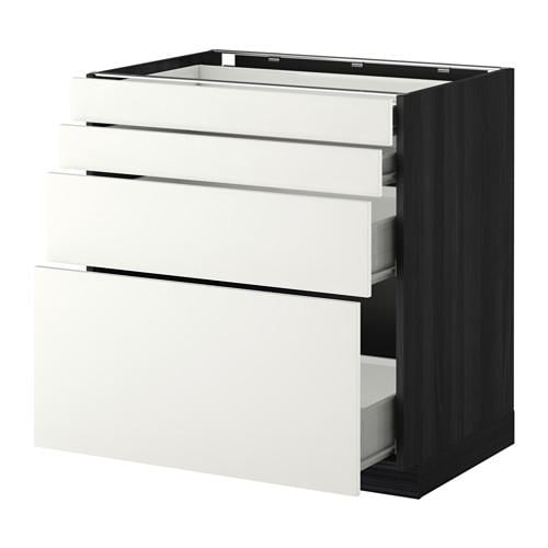 МЕТОД / ФОРВАРА Напольн шкаф 4 фронт панели/4 ящика - под дерево черный, Хэггеби белый, 80x60 см