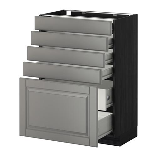 МЕТОД / ФОРВАРА Нплн шк 5фронт/4нзк/2срд ящ - под дерево черный, Будбин серый, 60x37 см