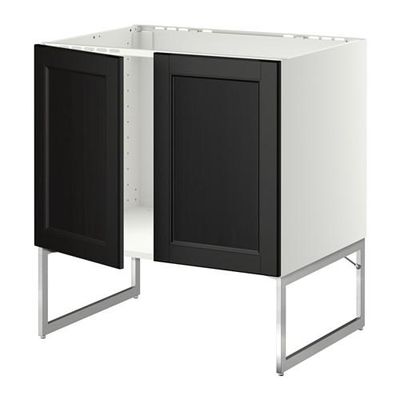 МЕТОД Напольн шкаф д раковины+2 двери - Лаксарби черно-коричневый, МЕТОД Напольн шкаф д раковины+2 двери - Лаксарби черно-коричневый,