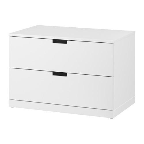 НОРДЛИ Комод с 2 ящиками - белый