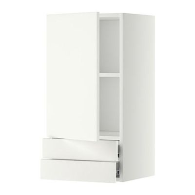 МЕТОД / ФОРВАРА Навесной шкаф с дверцей/2 ящика - 40x80 см, Хэггеби белый, белый