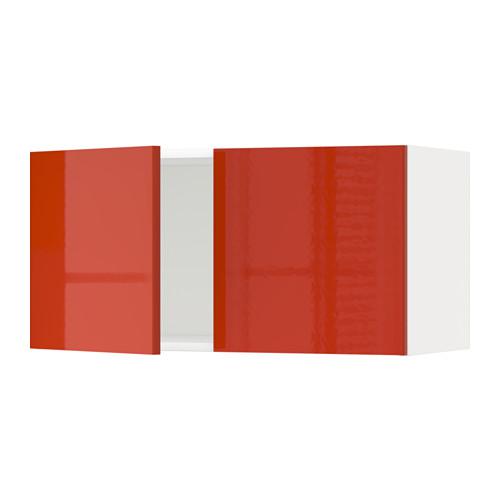 МЕТОД Навесной шкаф с 2 дверями - белый, Ерста глянцевый оранжевый