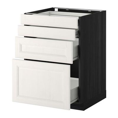 МЕТОД / ФОРВАРА Напольн шкаф 4 фронт панели/4 ящика - 60x60 см, Лаксарби белый, под дерево черный МЕТОД / ФОРВАРА Напольн шкаф 4 фронт панели/4 ящика - 60x60 см, Лаксарби белый, под дерево черный