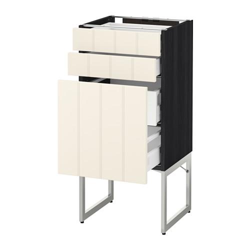 МЕТОД / МАКСИМЕРА Напольн шкаф 3фронт пнл/2низ/2ср ящ - под дерево черный, Хитарп белый с оттенком, 40x37x60 см МЕТОД / МАКСИМЕРА Напольн шкаф 3фронт пнл/2низ/2ср ящ - под дерево черный, Хитарп белый с оттенком, 40x37x60 см