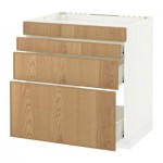 МЕТОД / ФОРВАРА Нап шкаф д/духовки/4фасада/3ящика - 80x60 см, Экестад дуб, белый МЕТОД / ФОРВАРА Нап шкаф д/духовки/4фасада/3ящика - 80x60 см, Экестад дуб, белый