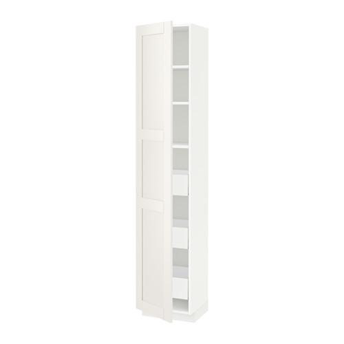 МЕТОД / МАКСИМЕРА Высокий шкаф с ящиками - белый, Сэведаль белый, 40x37x200 см