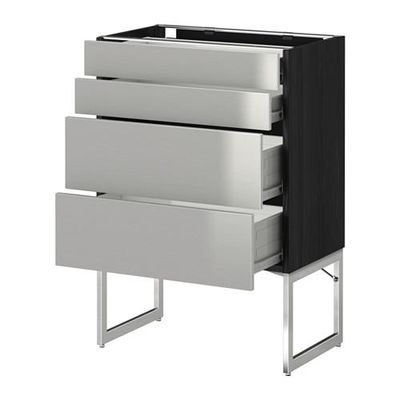 МЕТОД / ФОРВАРА Нплн шк 4 фронт/2 низк/2средн ящ - 60x37x60 см, Гревста нержавеющ сталь, под дерево черный МЕТОД / ФОРВАРА Нплн шк 4 фронт/2 низк/2средн ящ - 60x37x60 см, Гревста нержавеющ сталь, под дерево черный