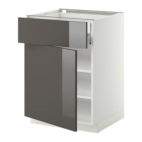 МЕТОД / ФОРВАРА Напольн шкаф двр/фр пнл/плк/2низ ящ - белый, Рингульт глянцевый серый, 60x60 см МЕТОД / ФОРВАРА Напольн шкаф двр/фр пнл/плк/2низ ящ - белый, Рингульт глянцевый серый, 60x60 см