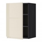 МЕТОД Шкаф навесной с полкой - под дерево черный, Воксторп глянцевый светло-бежевый, 40x60 см МЕТОД Шкаф навесной с полкой - под дерево черный, Воксторп глянцевый светло-бежевый, 40x60 см