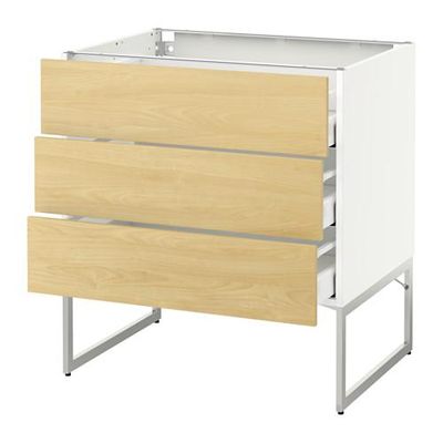 МЕТОД / МАКСИМЕРА Нплн шк 3 фрнт/3 средн ящика - 80x60x60 см, Тингсрид под березу, белый МЕТОД / МАКСИМЕРА Нплн шк 3 фрнт/3 средн ящика - 80x60x60 см, Тингсрид под березу, белый