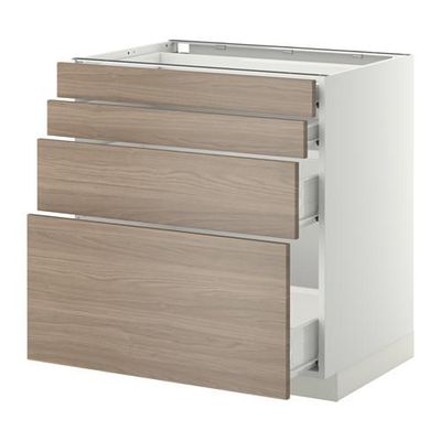 МЕТОД / ФОРВАРА Напольн шкаф 4 фронт панели/4 ящика - 80x60 см, Брокхульт под грецкий орех светло-серый, белый МЕТОД / ФОРВАРА Напольн шкаф 4 фронт панели/4 ящика - 80x60 см, Брокхульт под грецкий орех светло-серый, белый