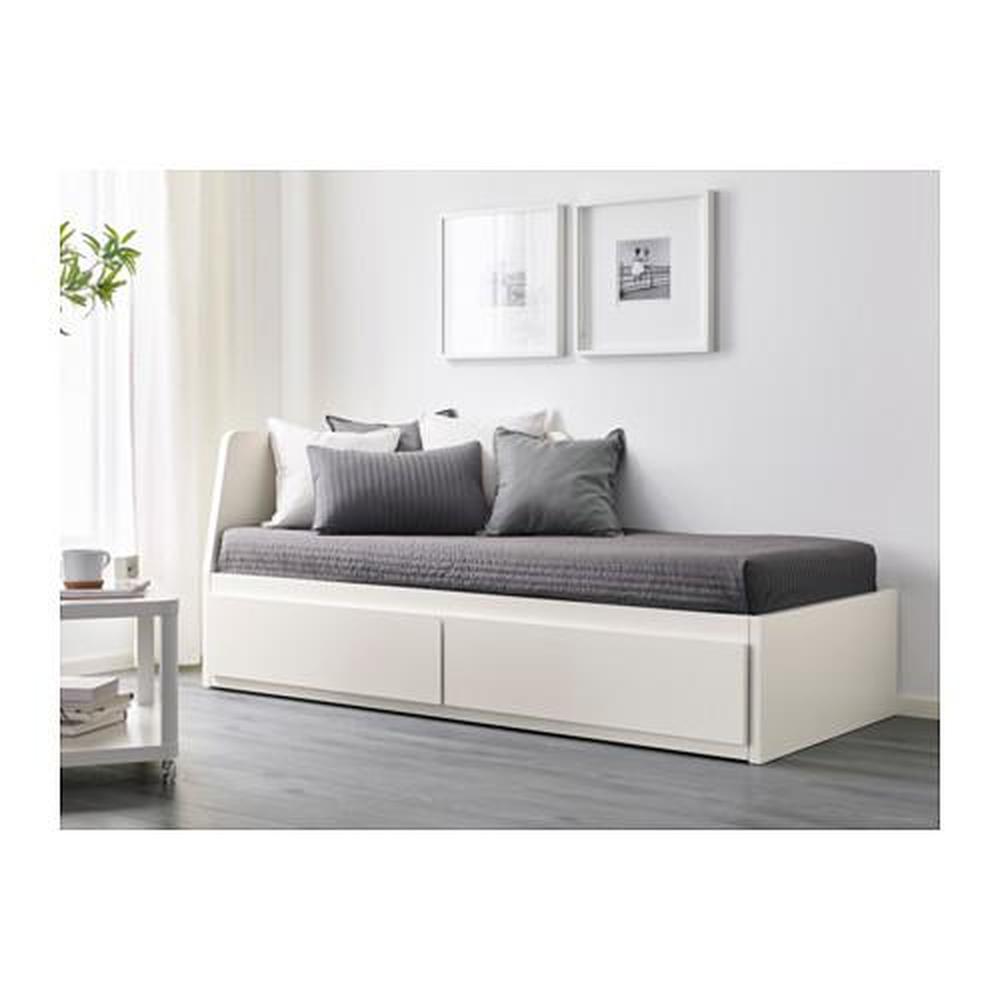 Mompelen Ruimteschip meer Titicaca FLEKKE bed frame with 2 drawers white (003.201.34) - reviews, price, where  to buy