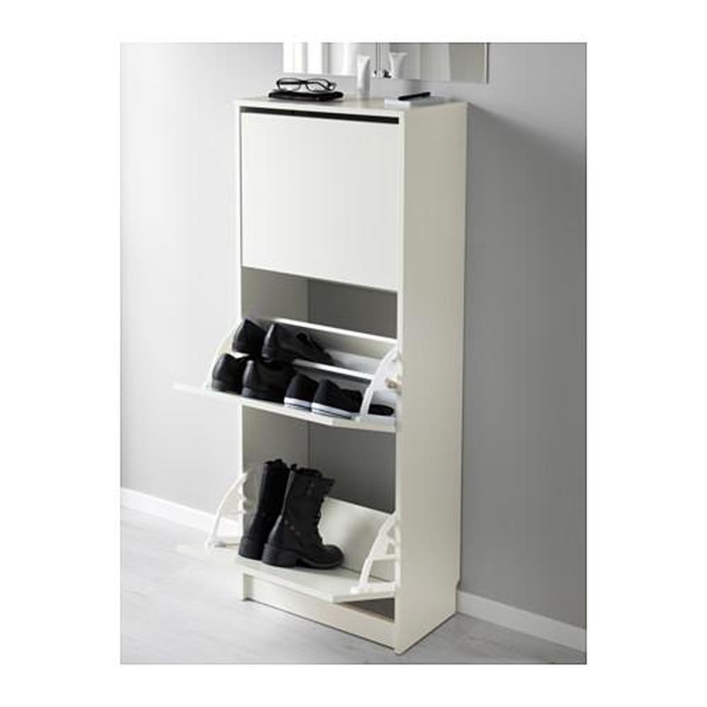 BISSA Armoire à chaussures 3 casiers, blanc, 49x28x135 cm - IKEA